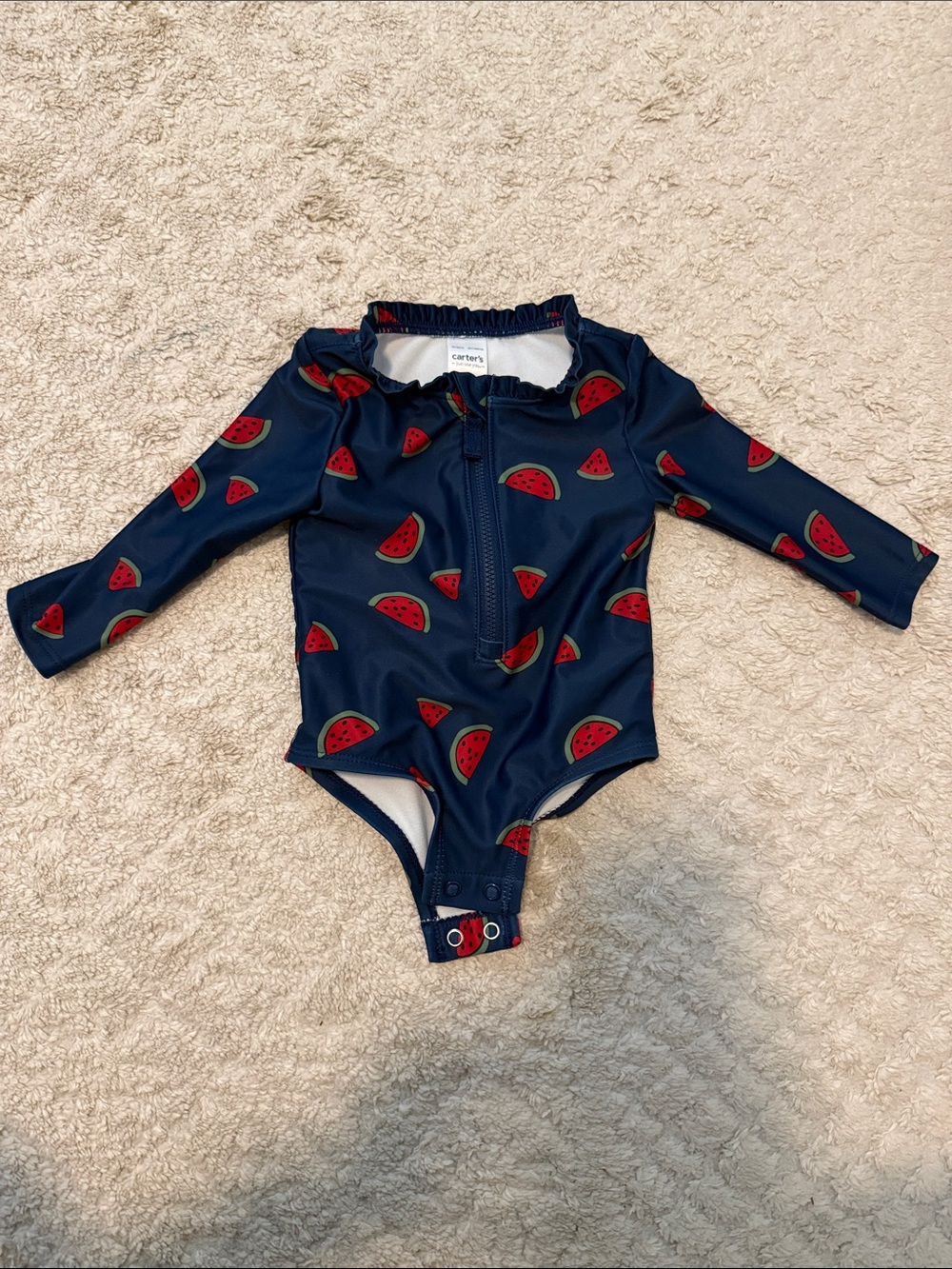 Carter's Navy and Red Watermelon Long-Sleeve One-Piece Rashguard